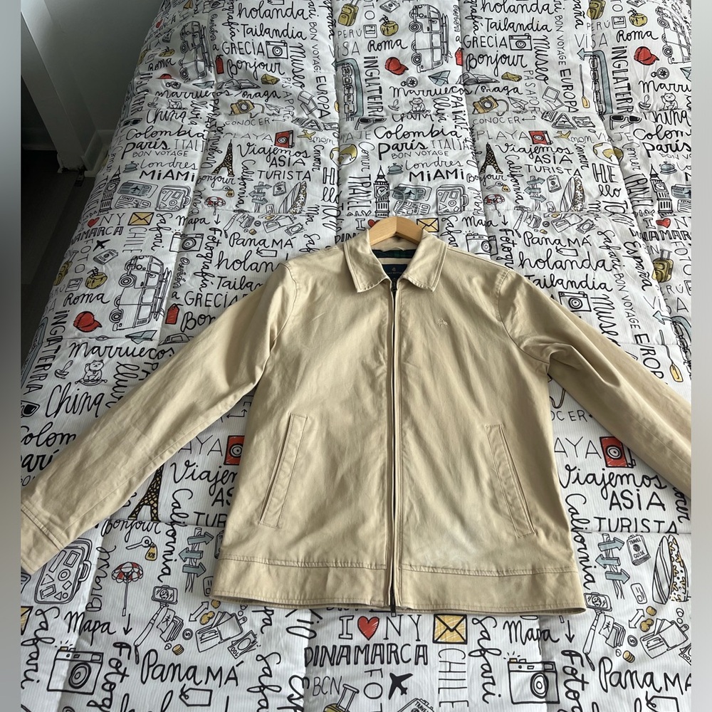 Brooks Brothers Men's Twill Bomber Jacket Safari Sz M Full Zip Light Weight